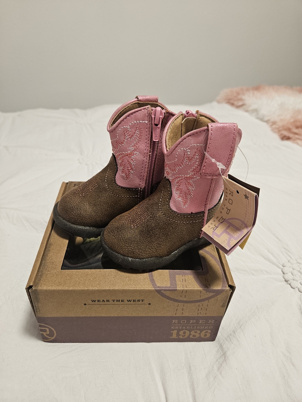 Roper Girls' Pink and Brown Infants Western Boots